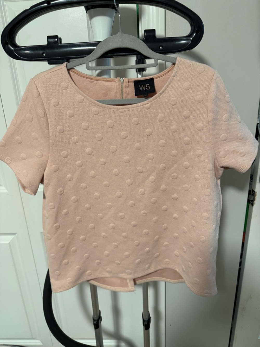 W5 Textured Polka Dot Blouse – Blush Pink